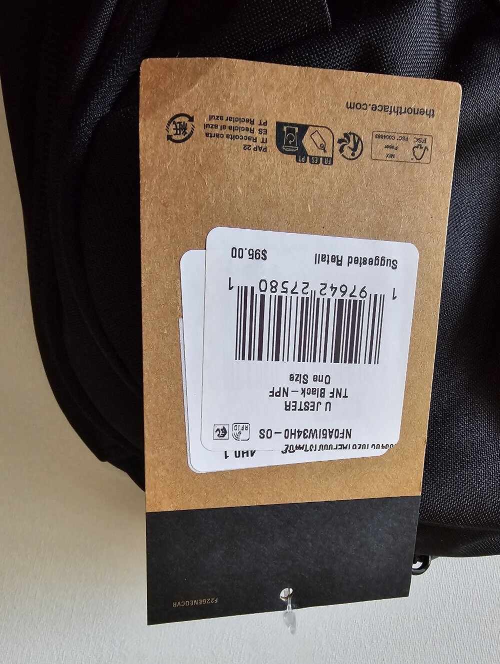 The North Face Black Jester-style Men's Backpack with Front Bungee - Picture 3 of 6
